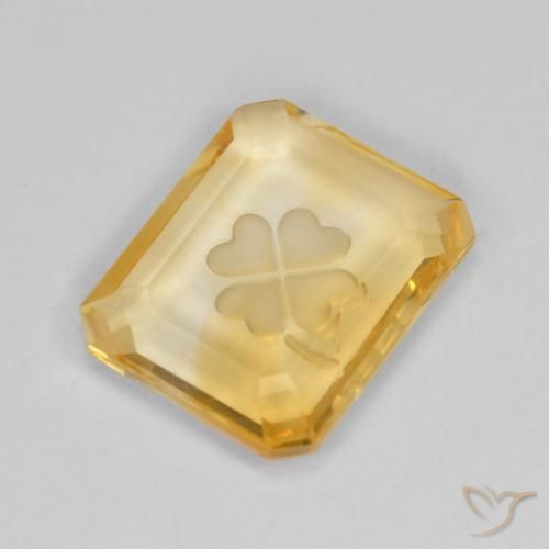 Citrino Oro natural de 3.40 ct, Corte Octágono / Esmeralda, Transparente
