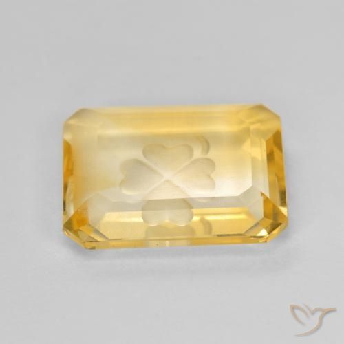 Citrino Oro natural de 3.40 ct, Corte Octágono / Esmeralda, Transparente