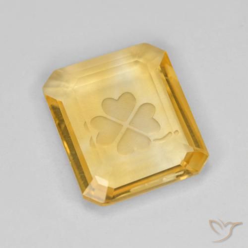 3.42ct Natural Dorado medio Citrino, corte esmeralda, Transparente