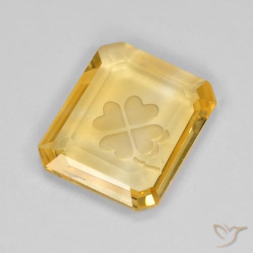 Citrino Dorado medio natural de 3.42 ct, Corte Octágono / Esmeralda, Transparente