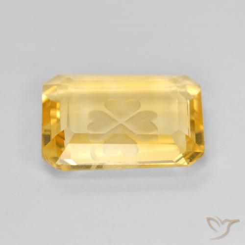Citrino Dorado medio natural de 3.42 ct, Corte Octágono / Esmeralda, Transparente