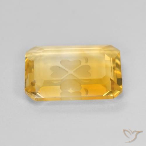 Citrino Dorado medio natural de 3.22 ct, Corte Octágono / Esmeralda, Transparente