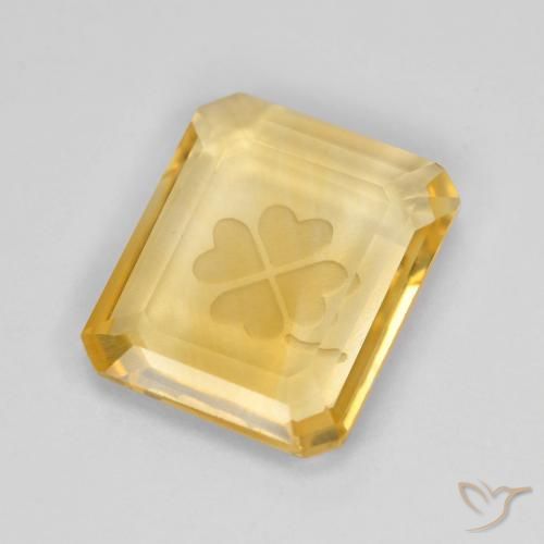 Citrino Dorado medio natural de 3.45 ct, Corte Octágono / Esmeralda, Transparente