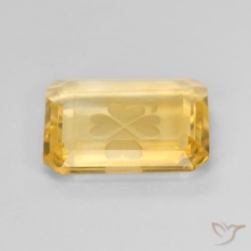 Citrino Dorado medio natural de 3.45 ct, Corte Octágono / Esmeralda, Transparente