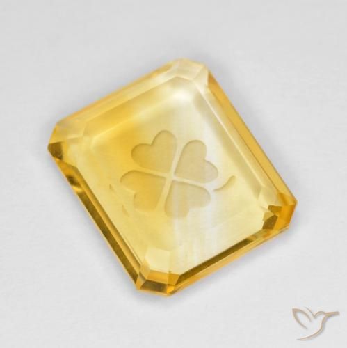 3.45ct Natural Dorado medio Citrino, corte esmeralda, Transparente