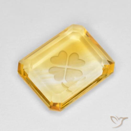 Citrino Dorado medio natural de 3.45 ct, Corte Octágono / Esmeralda, Transparente