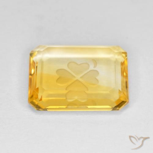 Citrino Dorado medio natural de 3.45 ct, Corte Octágono / Esmeralda, Transparente