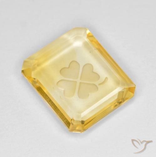 3.25ct Natural Dorado medio Citrino, corte esmeralda, Transparente