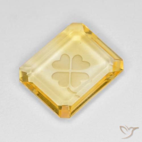 Citrino Dorado medio natural de 3.25 ct, Corte Octágono / Esmeralda, Transparente