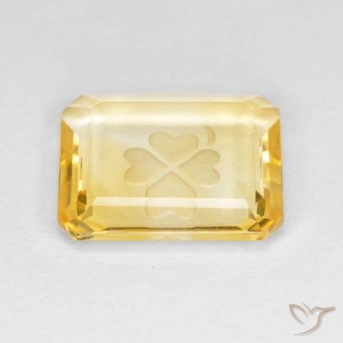 Citrino Dorado medio natural de 3.25 ct, Corte Octágono / Esmeralda, Transparente