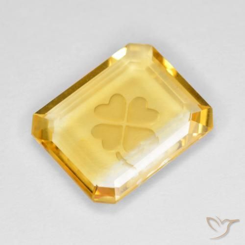 3.31ct Natural Dorado medio Citrino, corte esmeralda, Transparente