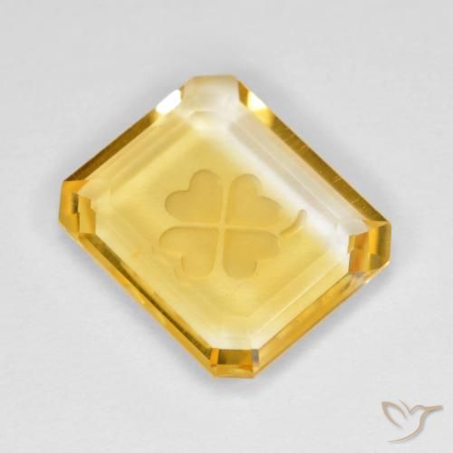Citrino Dorado medio natural de 3.31 ct, Corte Octágono / Esmeralda, Transparente