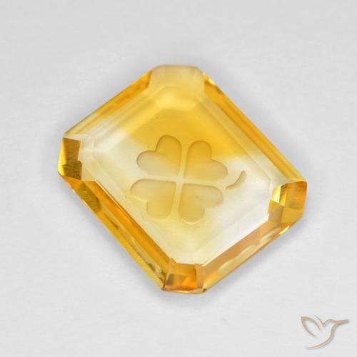 Citrino Dorado medio natural de 2.72 ct, Corte Octágono / Esmeralda, Transparente