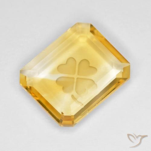 Citrino Dorado medio natural de 3.51 ct, Corte Octágono / Esmeralda, Transparente