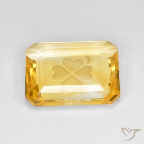 Citrino Dorado medio natural de 3.51 ct, Corte Octágono / Esmeralda, Transparente