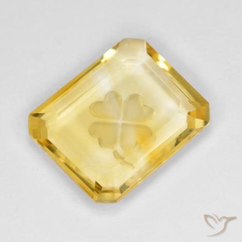 Citrino Dorado natural de 3.39 ct, Corte Octágono / Esmeralda, Transparente