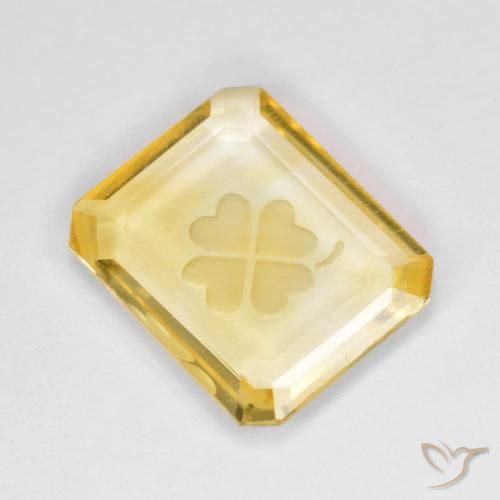 Citrino Dorado natural de 3.09 ct, Corte Octágono / Esmeralda, Transparente
