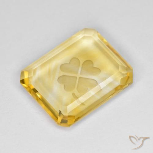 Citrino Dorado medio natural de 3.40 ct, Corte Octágono / Esmeralda, Transparente