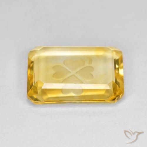 Citrino Dorado medio natural de 3.40 ct, Corte Octágono / Esmeralda, Transparente