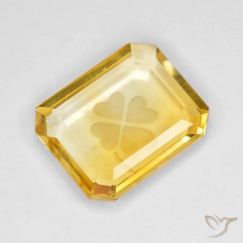3.47ct Natural Dorado medio Citrino, corte esmeralda, Transparente
