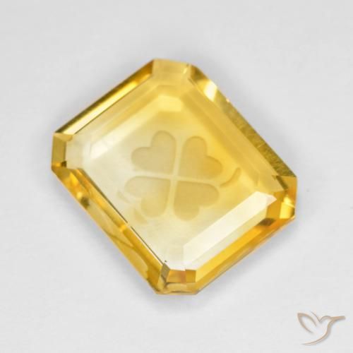 Citrino Dorado medio natural de 3.47 ct, Corte Octágono / Esmeralda, Transparente