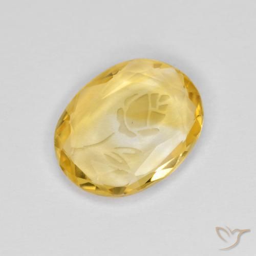 Citrino Dorado amarillento natural de 1.44 ct, Ovalada, Transparente