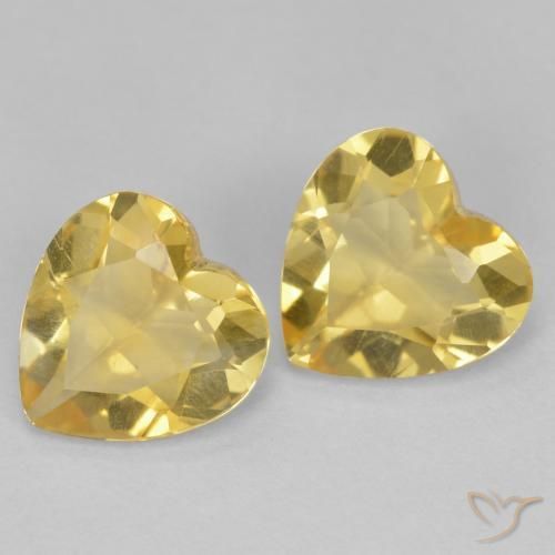Gemas de Citrino Dorado claro natural de 2.02 ct, Corazón, VS