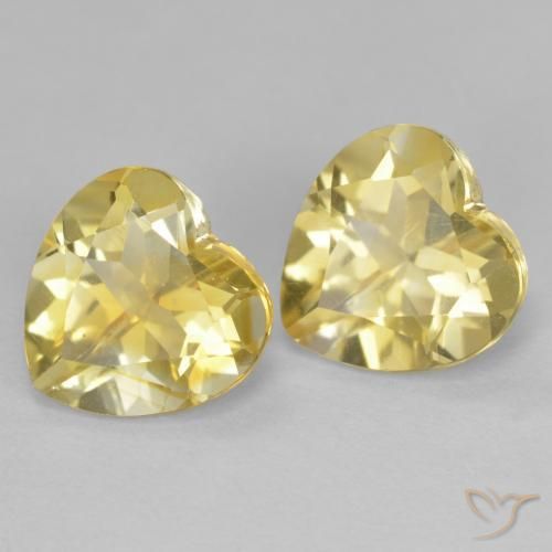 Gemas de Citrino Amarillo claro natural de 2.37 ct, Corazón, VS