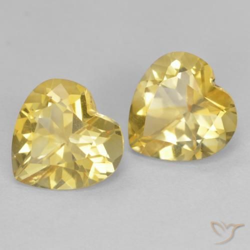 Gemas de Citrino Dorado claro natural de 2.16 ct, Corazón, VS