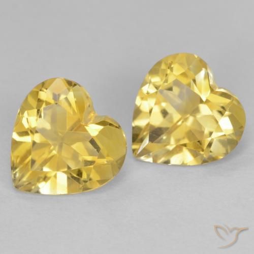 Gemas de Citrino Amarillo-dorado claro natural de 1.97 ct, Corazón, VS