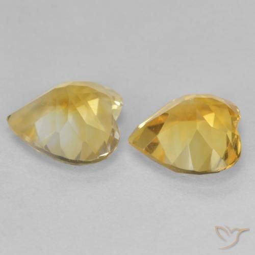Gemas de Citrino Amarillo-dorado claro natural de 1.97 ct, Corazón, VS