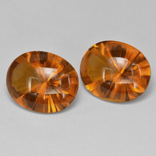 Gemas de Citrino Naranja oscuro natural de 6.59 ct, Corte Óvalo, Transparente