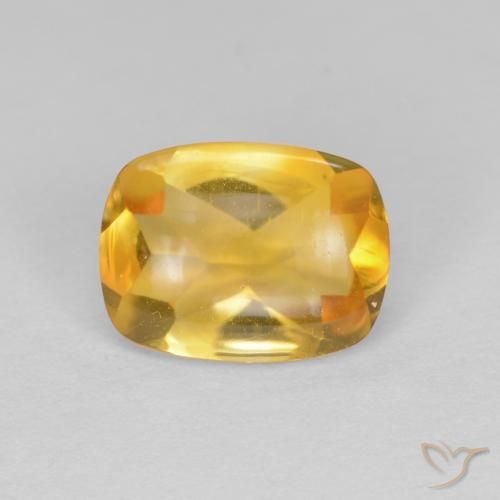 Citrino Dorado oscuro natural de 1.26 ct, Forma Cojín, Transparente