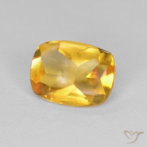Citrino Dorado medio natural de 1.25 ct, Forma Cojín, Transparente