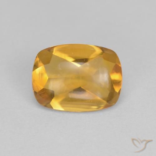 1.36ct Natural Naranja medio Citrino, Forma Cojín, Transparente
