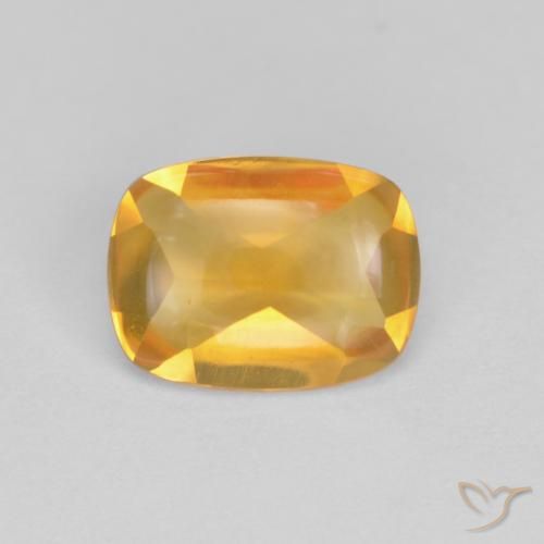 1.15ct Natural Naranja dorado intenso Citrino, Forma Cojín, Transparente