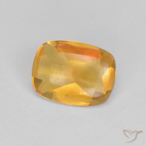 Citrino Naranja dorado intenso natural de 1.15 ct, Forma Cojín, Transparente