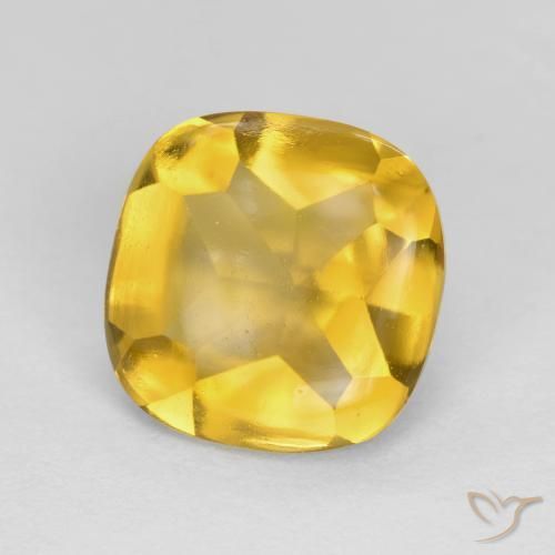 3.40ct Natural Dorado Citrino, Forma Cojín, Transparente