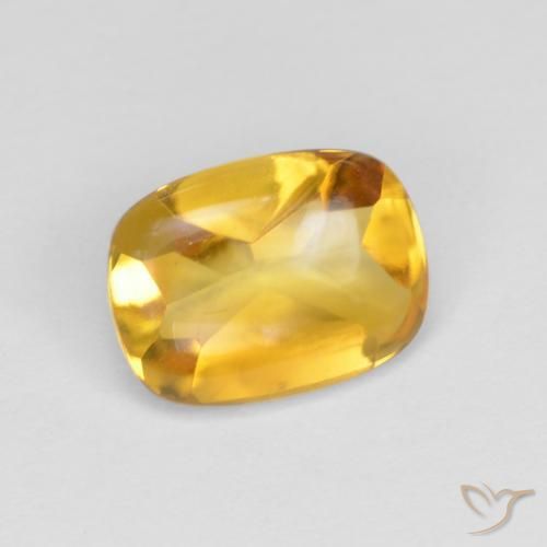 1.28ct Natural Dorado Citrino, Forma Cojín, Transparente