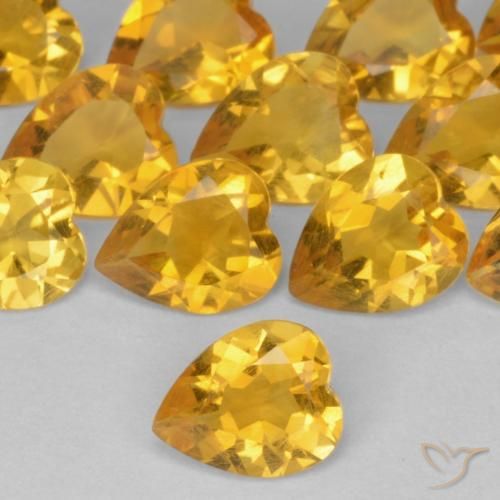 0.45ct Natural Dorado medio Citrino, Corazón, VS