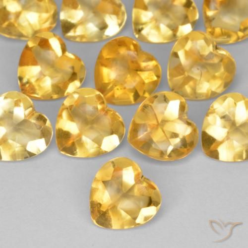 0.77ct Natural Naranja dorado intenso Citrino, Corazón, Transparente