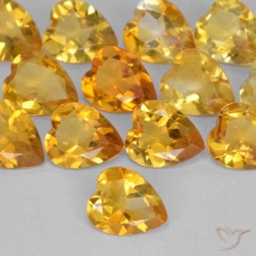 0.44ct Natural Naranja dorado intenso Citrino, Corazón, VS