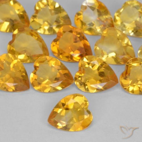 Citrino Naranja dorado intenso natural de 0.44 ct, Corazón, VS