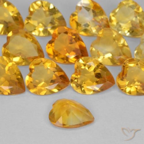 Citrino Naranja dorado intenso natural de 0.44 ct, Corazón, VS
