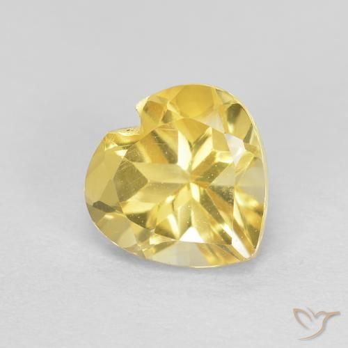0.77ct Natural Amarillo medio Citrino, Corazón, VVS-VS