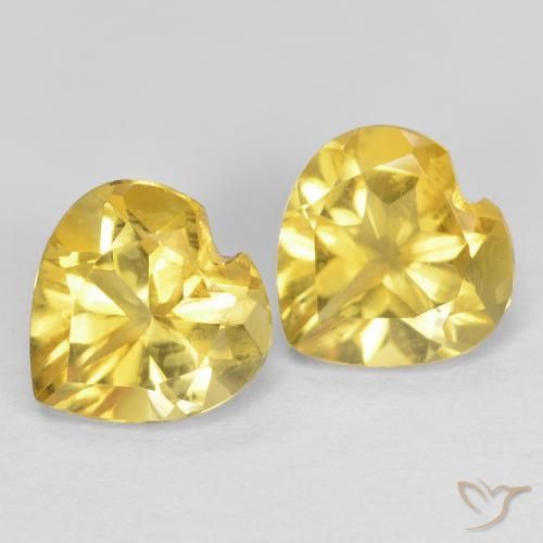 1.37ctw Natural Amarillo medio Citrino, Corazón, VVS-VS