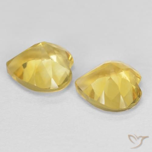 Gemas de Citrino Amarillo medio natural de 1.37 ct, Corazón, VVS-VS