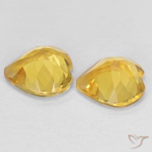Gemas de Citrino Amarillo medio natural de 1.15 ct, Corazón, VVS-VS