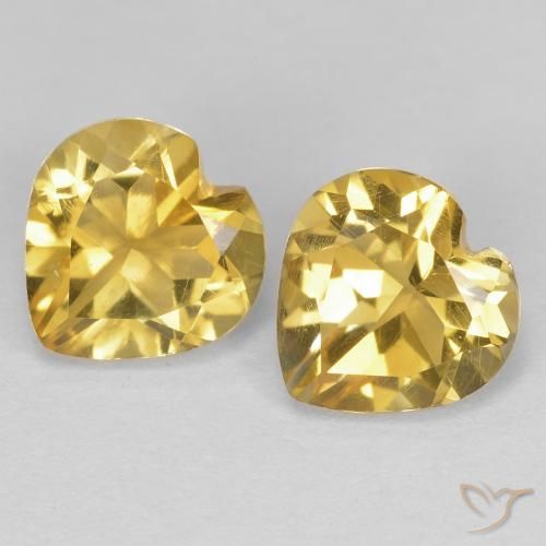 Gemas de Citrino Dorado medio natural de 1.33 ct, Corazón, VVS-VS