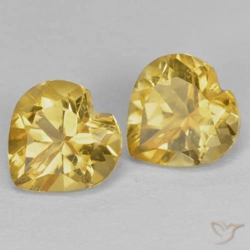 Gemas de Citrino Dorado natural de 1.52 ct, Corazón, VVS-VS